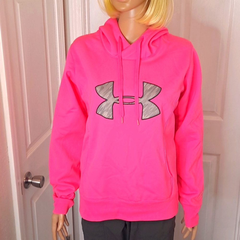 Under Armour Hot Pink Breast Cancer Awarness Hoodie Cold Gear Fleece Storm